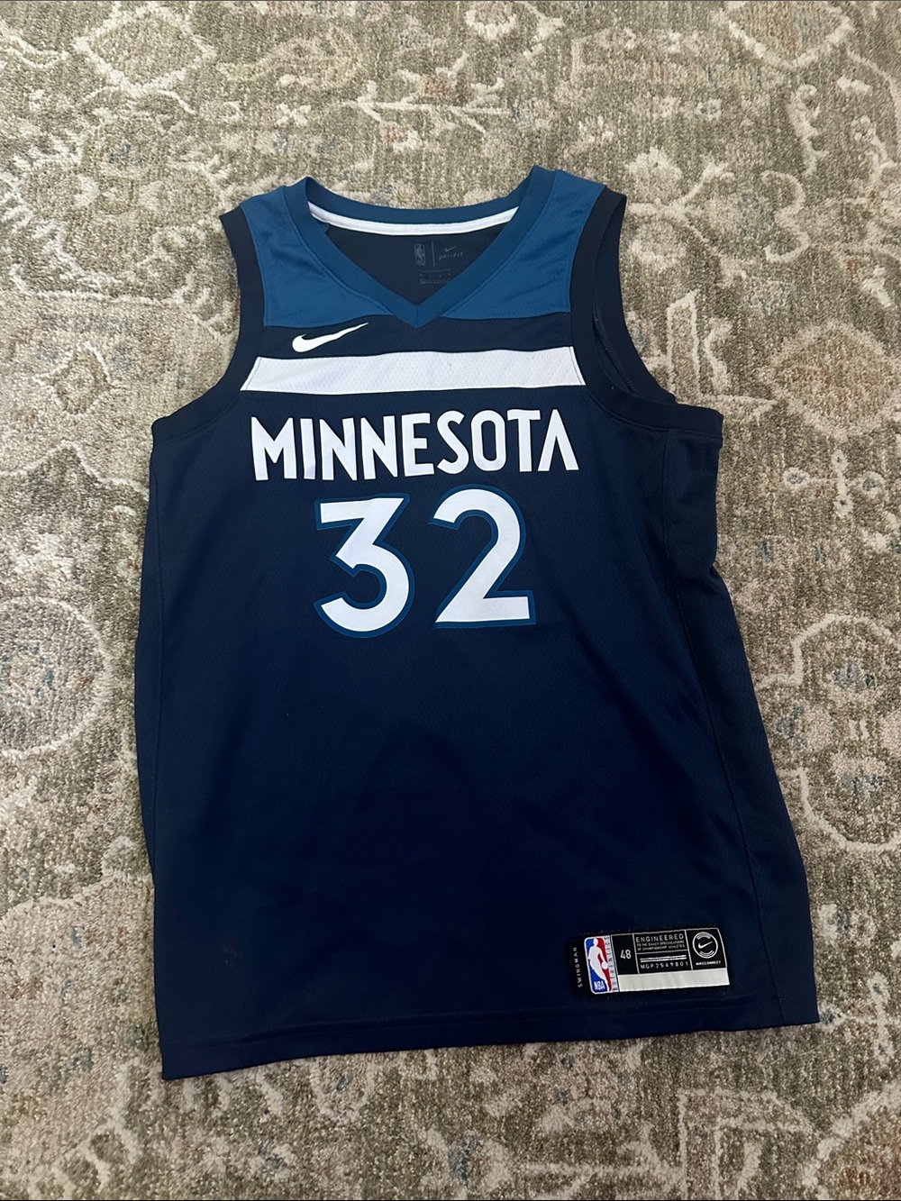 Nike Minnesota Timberwolves Navy and Light Blue #32 Basketball Jersey